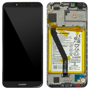 Huawei Y6 2018 ATU-L21 - Full Front LCD Digitizer Black with Frame & Battery 