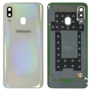 Samsung Galaxy A40 A405 - Battery Cover Original with Camera Lens and Adhesive White 