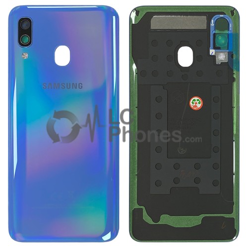 Samsung Galaxy A40 A405 - Battery Cover Original with Camera Lens and Adhesive Blue < Service Pack >