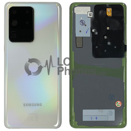 Samsung Galaxy S20 Ultra / S20 Ultra 5G G988 - Battery Cover Original with Camera Lens and Adhesive Cloud White < Service Pack >