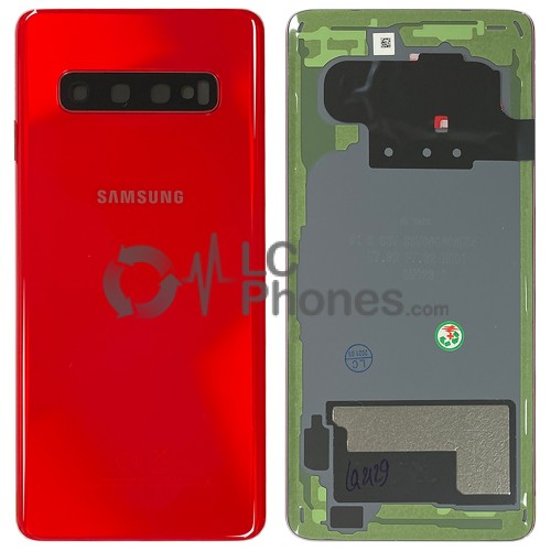 Samsung Galaxy S10 G973F - Battery Cover Original with Camera Lens and Adhesive Cardinal Red < Service Pack >