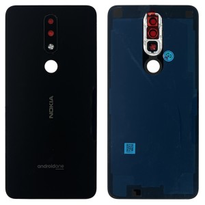 Nokia 5.1 Plus / X5 TA-1105 - Battery Cover with Adhesive & Camera Lens Black