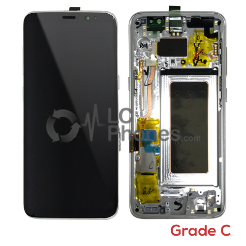 Samsung Galaxy S8 G950F - Full Front LCD Digitizer With Frame Silver (Original Used) Grade C