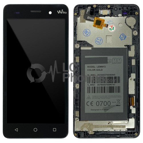 Wiko Lenny 3 - Full Front LCD Digitizer with Frame Black