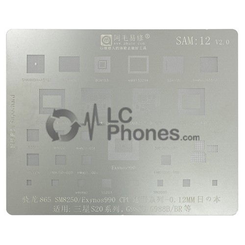 Amaoe - IC Repair BGA Rework Reballing Stencil Template for Samsung Galaxy S20 G980 / S20+ G985 / S20 Ultra G988 SAM:12