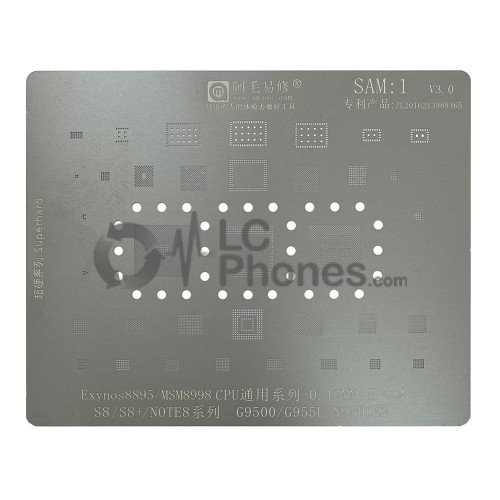 Amaoe - IC Repair BGA Rework Reballing Stencil Template for Samsung Galaxy S8 G950 / S8 Plus G955 / Note 8 N950 SAM:1