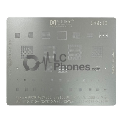 Amaoe - IC Repair BGA Rework Reballing Stencil Template for Samsung Galaxy S10 G973 / S10+ G975 / Note 10 N970 SAM:10