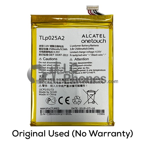 ZTE Vodafone Smart Prime 6 VF-895N - (Original Used) Battery 2500mAh TLp025A2 9.5Wh (No Warranty)