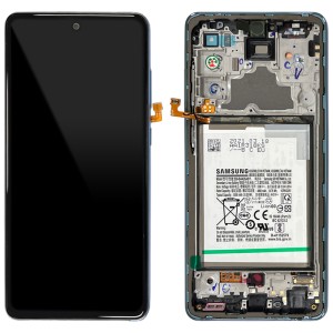 Samsung Galaxy A72 A725 - Full Front LCD Digitizer With Frame & Battery Awesome Blue 
