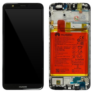 Huawei P Smart / Enjoy 7S - Full Front LCD Digitizer Black with Frame & Battery 