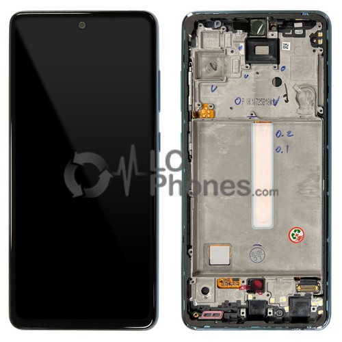 Samsung Galaxy A52 A525 / A52 5G A526 - Full Front LCD Digitizer With Frame Awesome Blue < Service Pack >