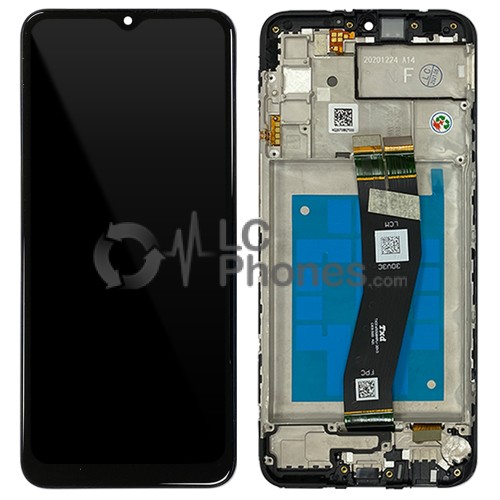 Samsung Galaxy A02s A025 - Full Front LCD Digitizer with Frame Black < Service Pack >