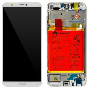 Huawei P Smart / Enjoy 7S - Full Front LCD Digitizer White with Frame & Battery 