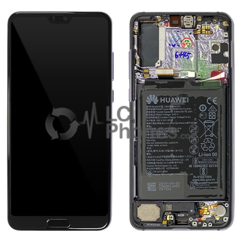 Huawei P20 Pro - Full Front LCD Digitizer Twilight With Frame & Battery < Service Pack >