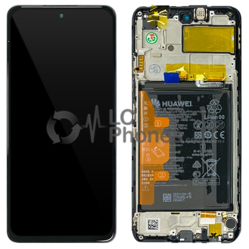 Huawei Y7a / P Smart (2021) PPA-LX2 - Full Front LCD Digitizer With Frame Midnight Black with Frame & Battery < Service Pack >