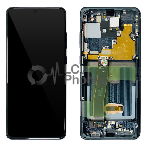 Samsung Galaxy S20 Ultra G988 / S20 Ultra 5G G988 - Full Front LCD Digitizer Cosmic Black < Service Pack > Without Camera