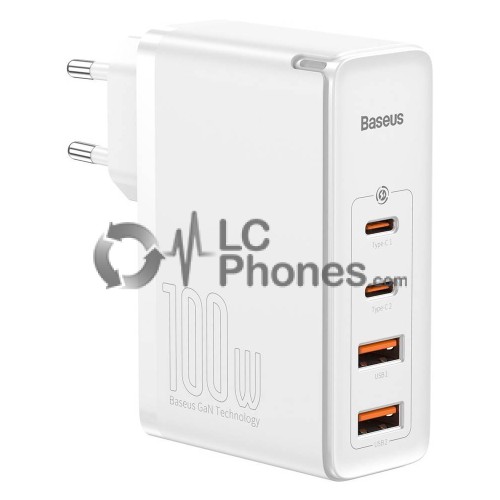 Baseus - GaN 2 Pro Quick Travel Charger 2x USB + 2x Type-C 100W EU Plug White