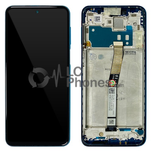 Xiaomi Redmi Note 9 Pro / Redmi Note 9S / Redmi Note 9 Pro Max / Redmi Note 10 Lite - Full Front LCD Digitizer With Frame Aurora Blue < Service Pack >