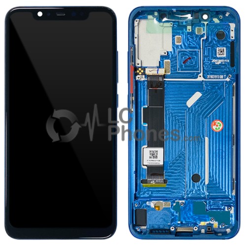 Xiaomi Mi 8 - Full Front LCD Digitizer with Frame Blue < Service Pack >