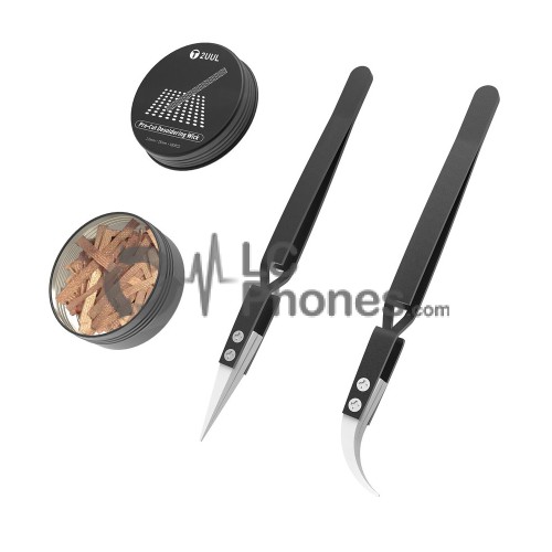 2UUL - Reversed Ceramic Tweezers with Pre-Cut Desoldering Wicks 2mm*25mm(100pc)