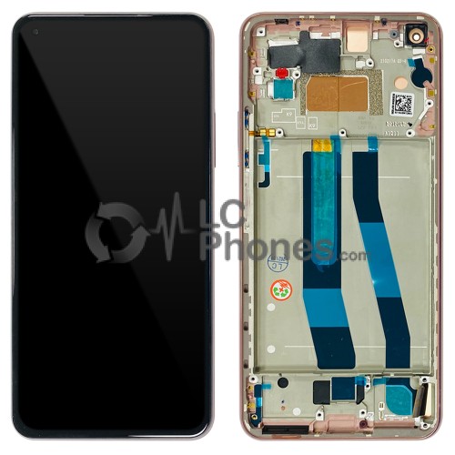 Xiaomi Mi 11 Lite - Full Front LCD Digitizer With Frame Peach Pink < Service Pack >