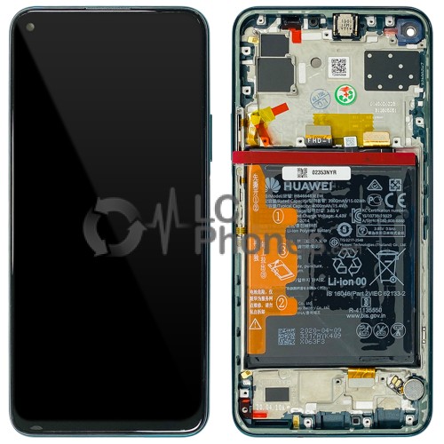 Huawei P40 Lite 5G - Full Front LCD Digitizer Crush Green With Frame & Battery < Service Pack >