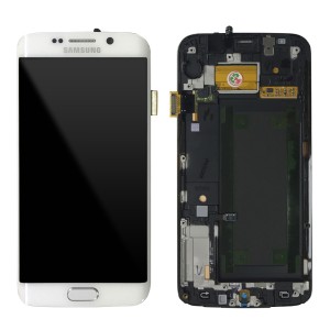 Samsung Galaxy S6 Edge G925 - Full Front LCD Digitizer White With Frame 