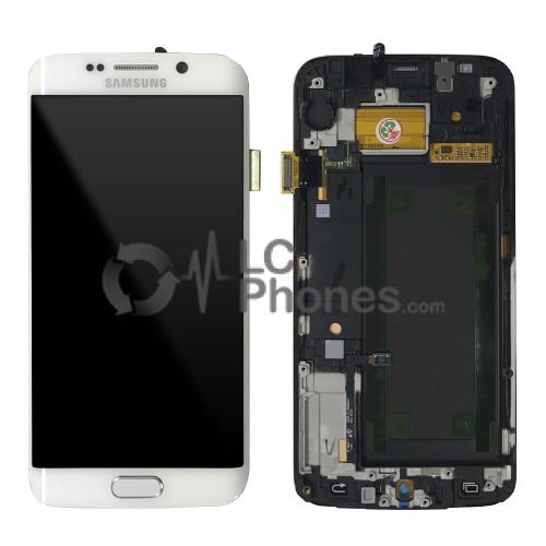 Samsung Galaxy S6 Edge G925 - Full Front LCD Digitizer White With Frame < Service Pack >