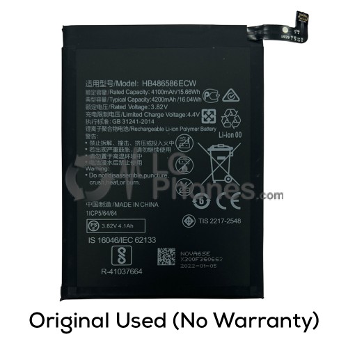 Huawei Mate 30 TAS-L09 / TAS-L29 / P40 Lite - (Original Used) Battery HB486586ECW 4200mAh 16.04Wh (No Warranty)