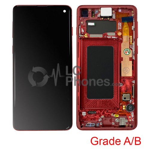 Samsung Galaxy S10 G973 - Full Front LCD Digitizer With Frame Cardinal Red (Original Used) Grade A/B