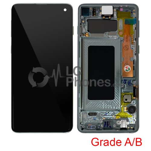 Samsung Galaxy S10 G973 - Full Front LCD Digitizer With Frame Prism Green (Original Used) Grade A/B