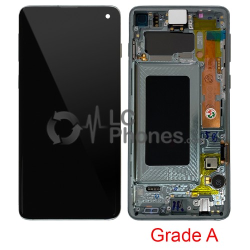 Samsung Galaxy S10 G973 - Full Front LCD Digitizer With Frame Prism Green (Original Used) Grade A