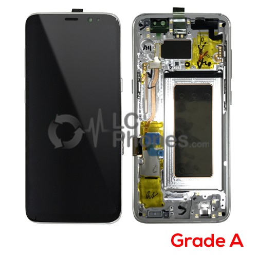 Samsung Galaxy S8 G950 - Full Front LCD Digitizer With Frame Silver (Original Used) Grade A