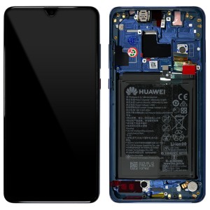 Huawei Mate 20 - Full Front LCD Digitizer With Frame Blue 