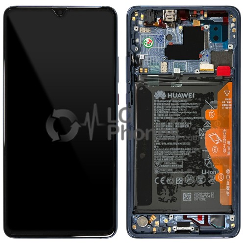 Huawei Mate 20 X - Full Front LCD Digitizer Midnight Blue with Frame & Battery < Service Pack >