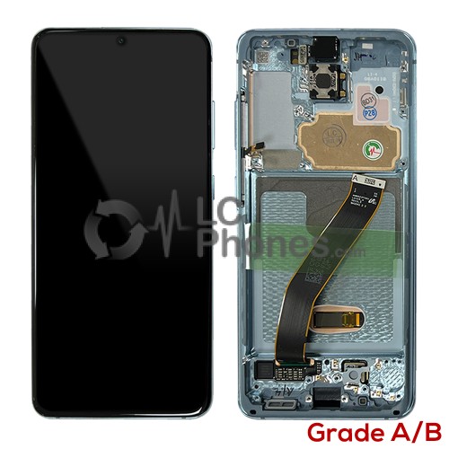 Samsung Galaxy S20 G980 / S20 5G G981F - Full Front LCD Digitizer With Frame Cloud Blue (Original Used) Grade A/B