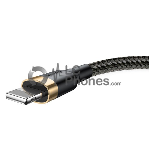 Baseus - Cafule Cable Durable Nylon Braided Wire USB to Lightning QC3.0 1.5A 2M Black-Gold (CALKLF-CV1)