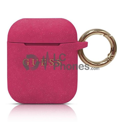 AirPods - Guess Cover Case Fuchsia Silicone Glitter