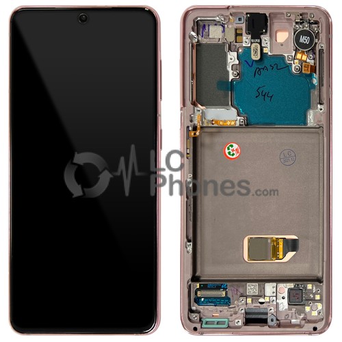 Samsung Galaxy S21 5G G991 - Full Front LCD Digitizer With Frame Phantom Pink < Service Pack >