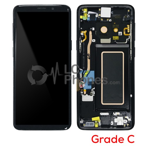 Samsung Galaxy S9 G960F - Full Front LCD Digitizer With Frame Black (Original Used) Grade C