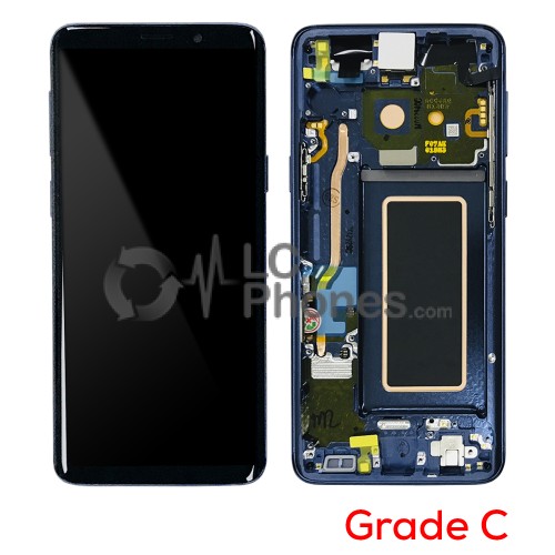 Samsung Galaxy S9 G960F - Full Front LCD Digitizer With Frame Blue (Original Used) Grade C