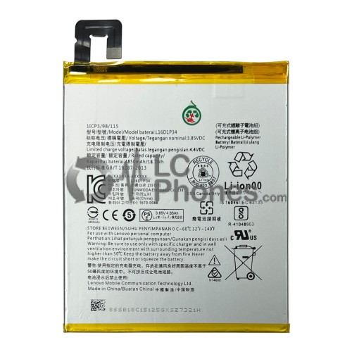 Lenovo Tab E10 10.1 inch TB-X104F / Tab 4 8inch TB8504 - Battery L16D1P34 4850mAh 18.7Wh