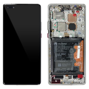 Huawei Mate 40 Pro - Full Front LCD Digitizer With Frame & Battery Mystic Silver 