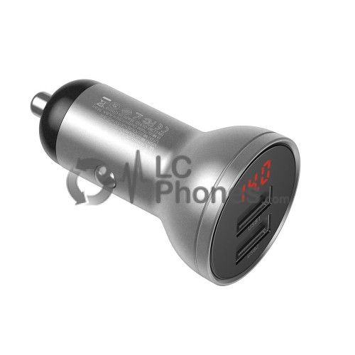 Baseus - Car Charger 2x USB 4.8A 24W with LCD Silver (CCBX-0S)