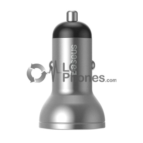 Baseus - Car Charger 2x USB 4.8A 24W with LCD Silver (CCBX-0S)