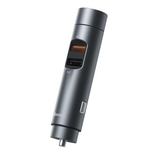 Baseus - Energy Column Car Wireless MP3 Charger (Wireless 5.0+5V/3.1A) Dark Grey (CCNLZ-D0G)