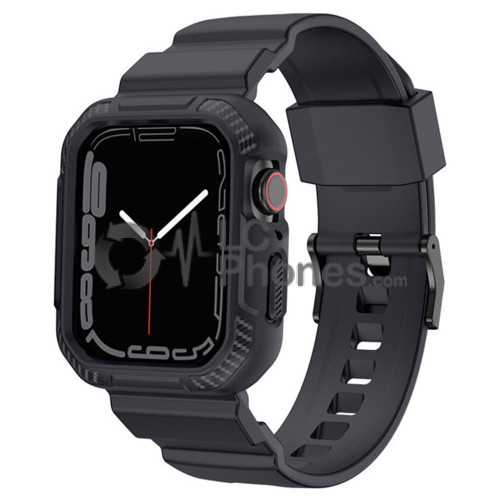 Apple Watch 2 / 3 / 4 / 5 / 6  / 7 / 8 / SE Series (42mm / 44mm / 45mm) - Kingxbar CYF537 2in1 Armored Case with Strap Grey