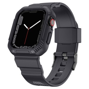 Apple Watch 2 / 3 / 4 / 5 / 6  / 7 / 8 / SE Series (42mm / 44mm / 45mm) - Kingxbar CYF537 2in1 Armored Case with Strap Grey
