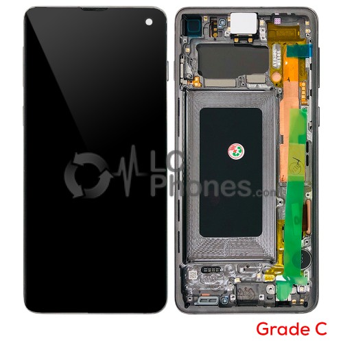 Samsung Galaxy S10 G973 - Full Front LCD Digitizer With Frame Prism Black (Original Used) Grade C