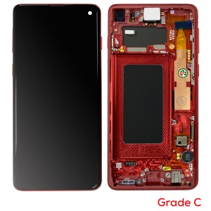 Samsung Galaxy S10 G973 - Full Front LCD Digitizer With Frame Cardinal Red  Grade C